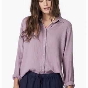 Xirena Scout Button Down Shirt Lilac Purple Double Gauze Cotton Large *sm flaw